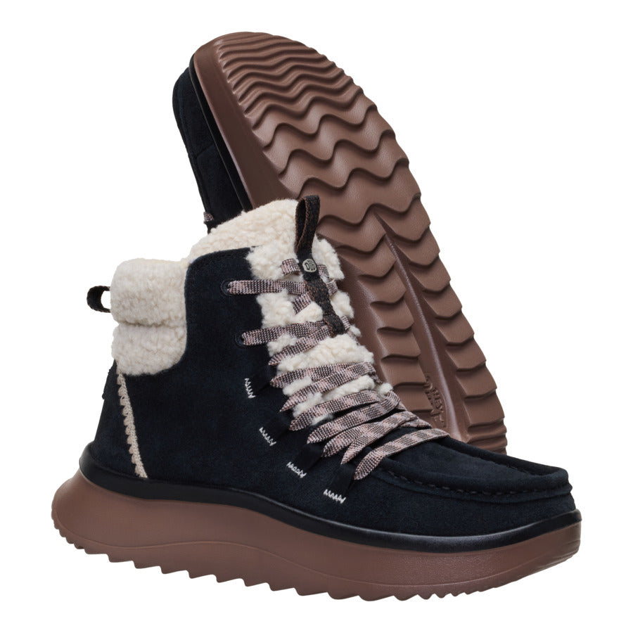 Wendy Peak Apres Suede Cozy Stitch – Black/Tan - Image 3